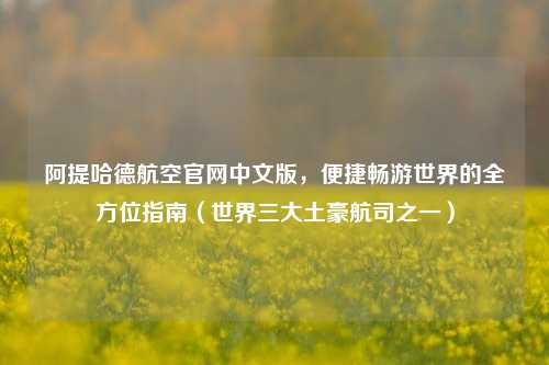 阿提哈德航空官网中文版，便捷畅游世界的全方位指南（世界三大土豪航司之一）