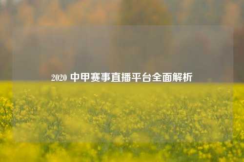 2020 中甲赛事直播平台全面解析