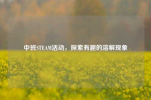 中班STEAM活动,探索有趣的溶解现象