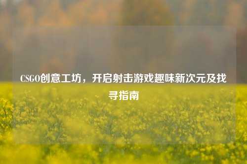 CSGO创意工坊,开启射击游戏趣味新次元及找寻指南