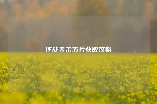 逆战暴击芯片获取攻略