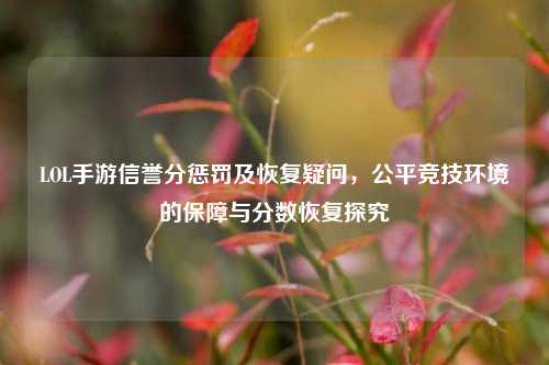 LOL手游信誉分惩罚及恢复疑问,公平竞技环境的保障与分数恢复探究
