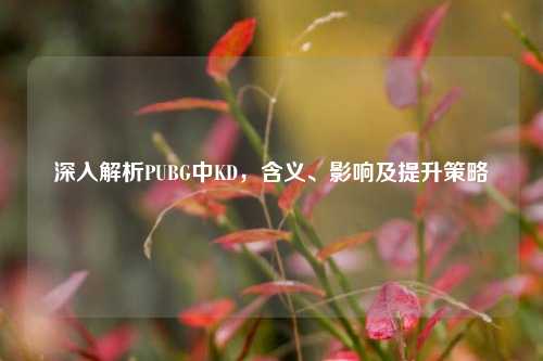 深入解析PUBG中KD，含义、影响及提升策略