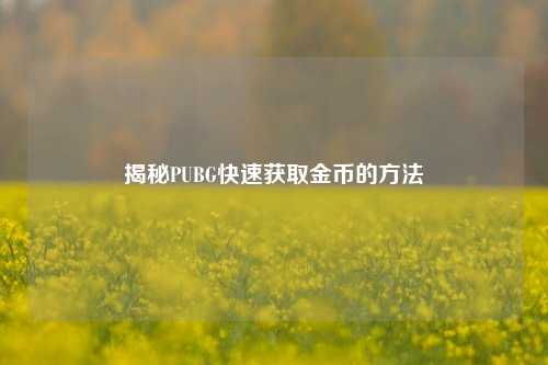 揭秘PUBG快速获取金币的方法