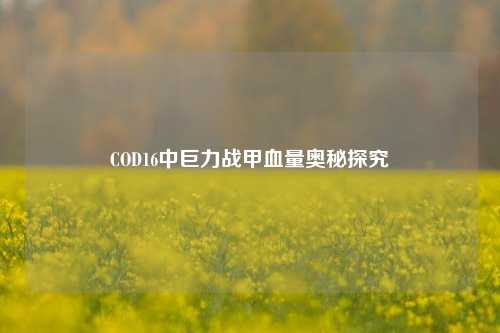 COD16中巨力战甲血量奥秘探究
