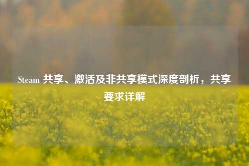 Steam 共享、激活及非共享模式深度剖析，共享要求详解