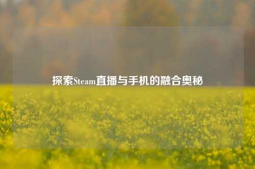探索Steam直播与手机的融合奥秘