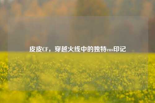 皮皮CF,穿越火线中的独特cos印记