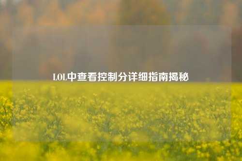 LOL中查看控制分详细指南揭秘