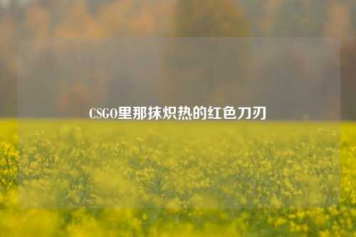 CSGO里那抹炽热的红色刀刃