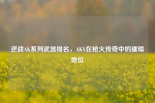 逆战AK系列武器排名,AKX在枪火传奇中的璀璨地位