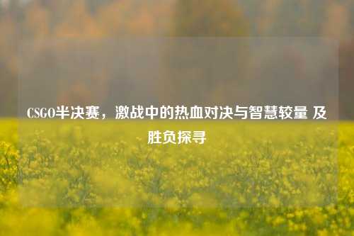 CSGO半决赛，激战中的热血对决与智慧较量 及胜负探寻