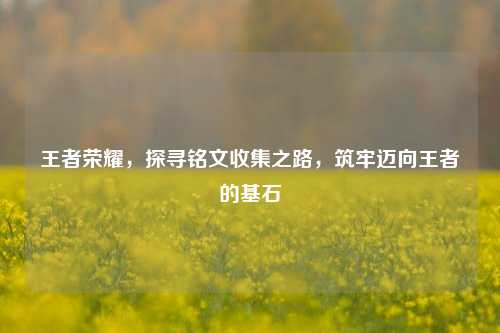 王者荣耀,探寻铭文收集之路,筑牢迈向王者的基石