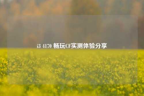 i3 4170 畅玩CF实测体验分享