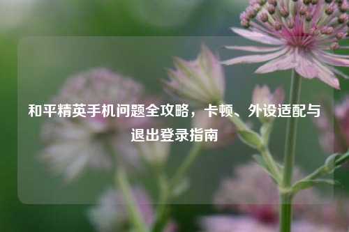 和平精英手机问题全攻略,卡顿、外设适配与退出登录指南