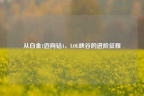 从白金1迈向钻4，LOL峡谷的进阶征程