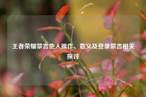 王者荣耀禁言他人操作、意义及登录禁言相关探讨