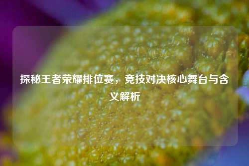 探秘王者荣耀排位赛,竞技对决核心舞台与含义解析