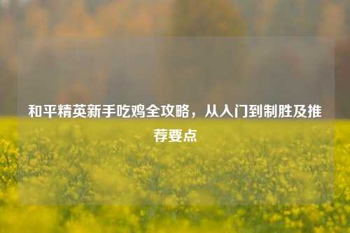 和平精英新手吃鸡全攻略，从入门到制胜及推荐要点