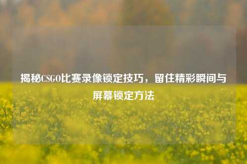 揭秘CSGO比赛录像锁定技巧,留住精彩瞬间与屏幕锁定方法