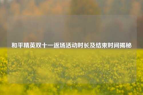 和平精英双十一返场活动时长及结束时间揭秘