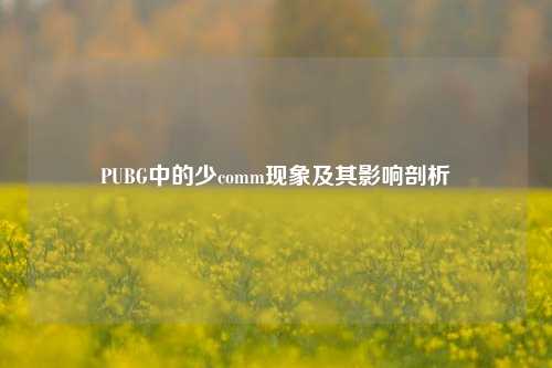 PUBG中的少comm现象及其影响剖析