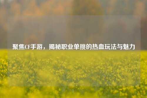 聚焦CF手游,揭秘职业单挑的热血玩法与魅力