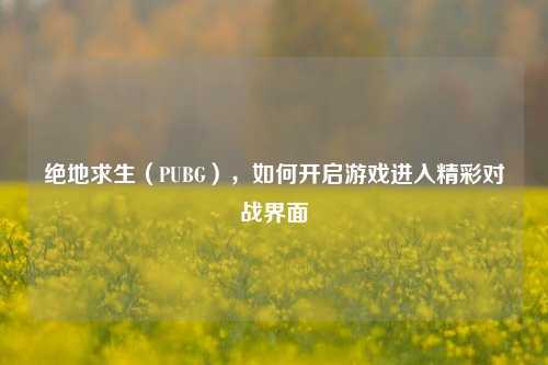 绝地求生(PUBG),如何开启游戏进入精彩对战界面