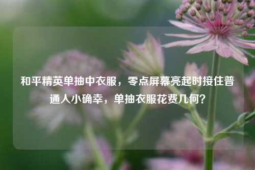 和平精英单抽中衣服,零点屏幕亮起时接住普通人小确幸,单抽衣服花费几何?
