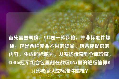 首先需要明确,M14是一款步枪,并非标准件螺栓,这是两种完全不同的物品。结合你提供的内容,生成的标题为,从赛场传奇到仓库珍藏,COD16冠军组合包里刻在战区DNA里的绝版信仰M14竟被误认成标准件螺栓?