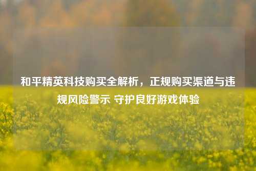 和平精英科技购买全解析，正规购买渠道与违规风险警示 守护良好游戏体验