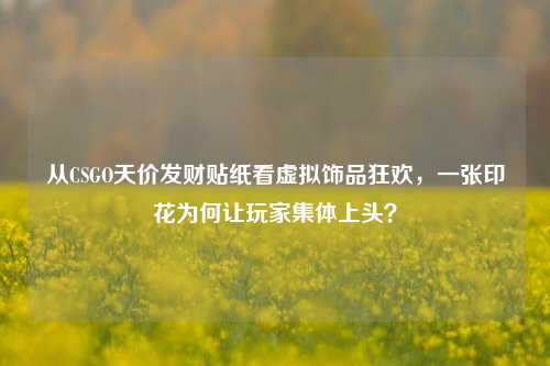 从CSGO天价发财贴纸看虚拟饰品狂欢,一张印花为何让玩家集体上头?