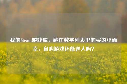 我的Steam游戏库,藏在数字列表里的买游小确幸,自购游戏还能送人吗?