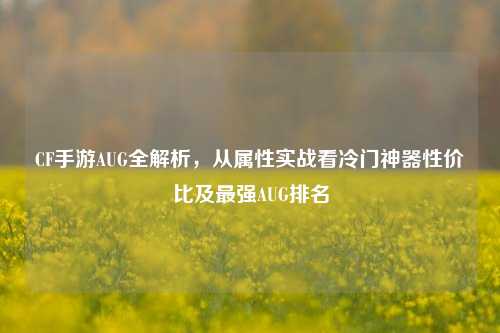 CF手游AUG全解析,从属性实战看冷门神器性价比及最强AUG排名