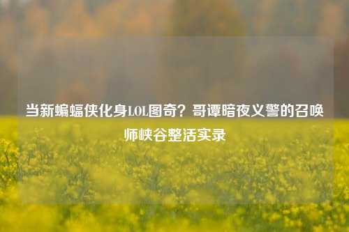 当新蝙蝠侠化身LOL图奇?哥谭暗夜义警的召唤师峡谷整活实录