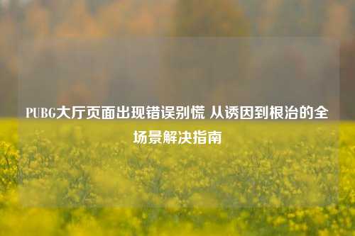 PUBG大厅页面出现错误别慌 从诱因到根治的全场景解决指南