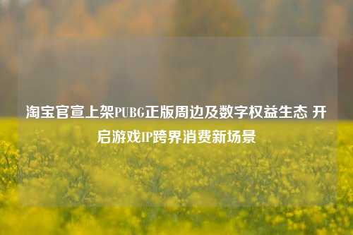淘宝官宣上架PUBG正版周边及数字权益生态 开启游戏IP跨界消费新场景