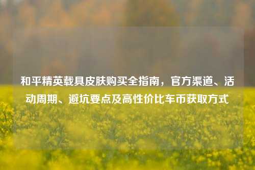 和平精英载具皮肤购买全指南，官方渠道、活动周期、避坑要点及高性价比车币获取方式