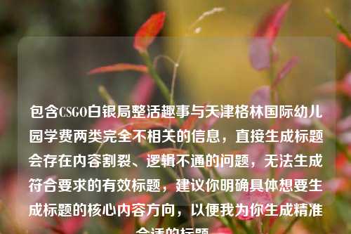 包含CSGO白银局整活趣事与天津格林国际幼儿园学费两类完全不相关的信息,直接生成标题会存在内容割裂、逻辑不通的问题,无法生成符合要求的有效标题,建议你明确具体想要生成标题的核心内容方向,以便我为你生成精准合适的标题。
