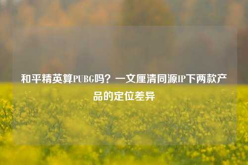 和平精英算PUBG吗？一文厘清同源IP下两款产品的定位差异
