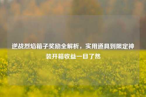 逆战烈焰箱子奖励全解析，实用道具到限定神装开箱收益一目了然