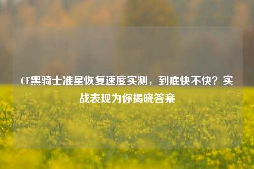 CF黑骑士准星恢复速度实测，到底快不快？实战表现为你揭晓答案