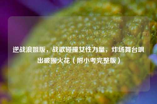 逆战浪姐版，战歌碰撞女性力量，炸场舞台飒出破圈火花（附小考完整版）
