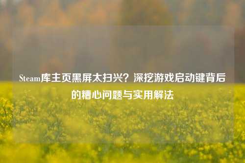 Steam库主页黑屏太扫兴?深挖游戏启动键背后的糟心问题与实用解法