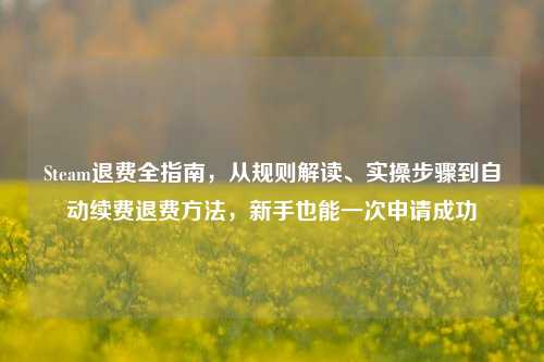 Steam退费全指南，从规则解读、实操步骤到自动续费退费方法，新手也能一次申请成功