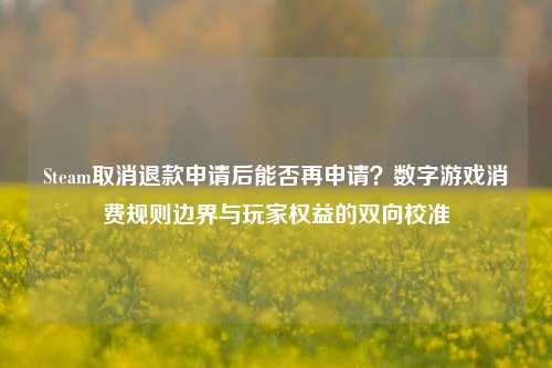 Steam取消退款申请后能否再申请？数字游戏消费规则边界与玩家权益的双向校准