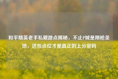 和平精英老手私藏跳点揭秘，不止P城是刚枪圣地，这些点位才是真正的上分密码