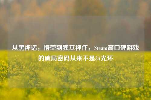 从黑神话，悟空到独立神作，Steam高口碑游戏的破局密码从来不是3A光环