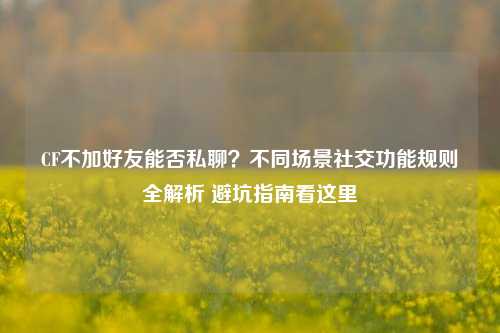 CF不加好友能否私聊？不同场景社交功能规则全解析 避坑指南看这里
