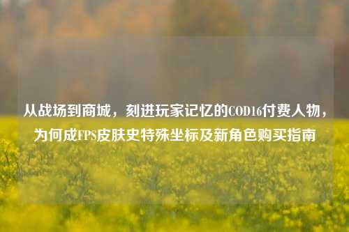 从战场到商城，刻进玩家记忆的COD16付费人物，为何成FPS皮肤史特殊坐标及新角色购买指南